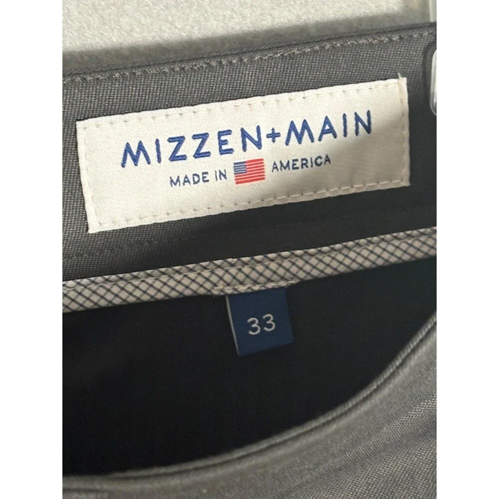 NWT MIZZEN + MAIN Performance Dress Pants Mens 33x30 Pewter Golf Made In USA